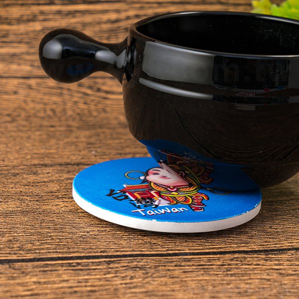 圓形陶瓷磁鐵杯墊-台灣廟宇直徑6.7cm磁鐵冰箱貼杯墊-可客製化印刷LOGO